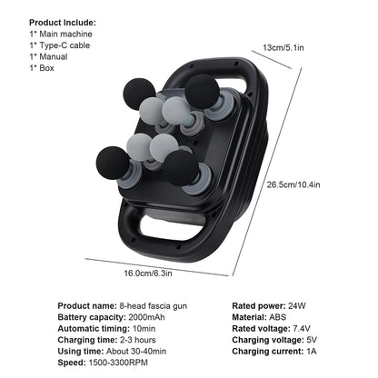 42-Heads Fascia Gun High-Frequency Vibration Body Massage Gun Back and Waist Massager Neck Shoulder Massager Muscle masajeador