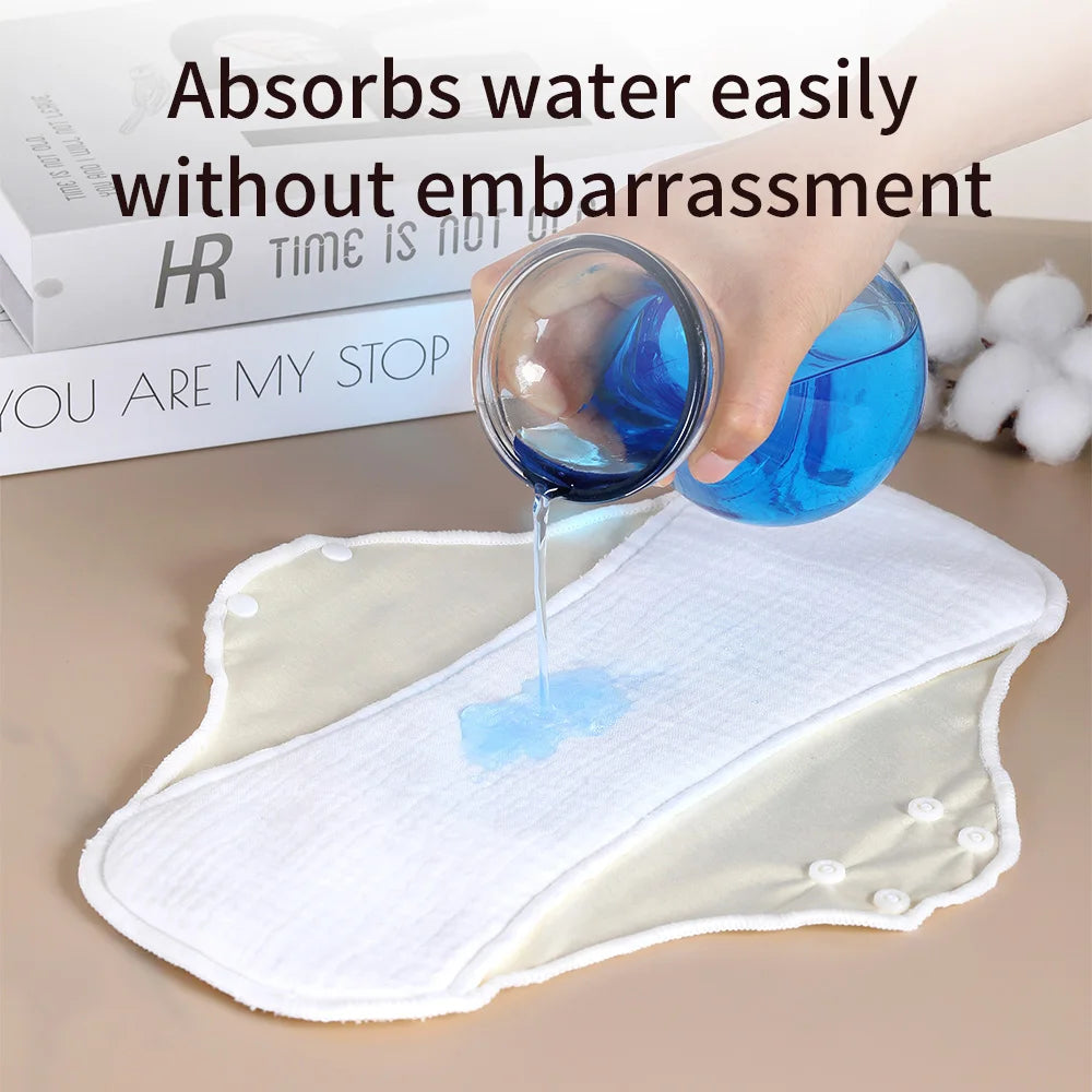 3pcs Reusable Sanitary Pads Cotton Yarn Washable Period Pads High Absorbency Leak-Proof Protection Skin-Friendly for Daily Use