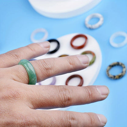 1Pc Natural Stone Band Rings Amethyst Rose Quartz Obsidian Finger Solid Ring Women Men Minimalist Reiki Healing Jewelry Gift