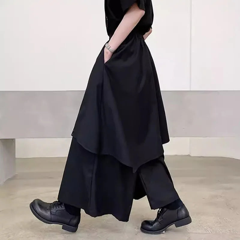 Women Skirts Pants Japaness Gothic Irregular Pants Women High Waist Black Long Pants Skirts Female Pleated Skirts Women Clothing