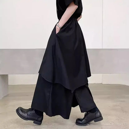 Women Skirts Pants Japaness Gothic Irregular Pants Women High Waist Black Long Pants Skirts Female Pleated Skirts Women Clothing