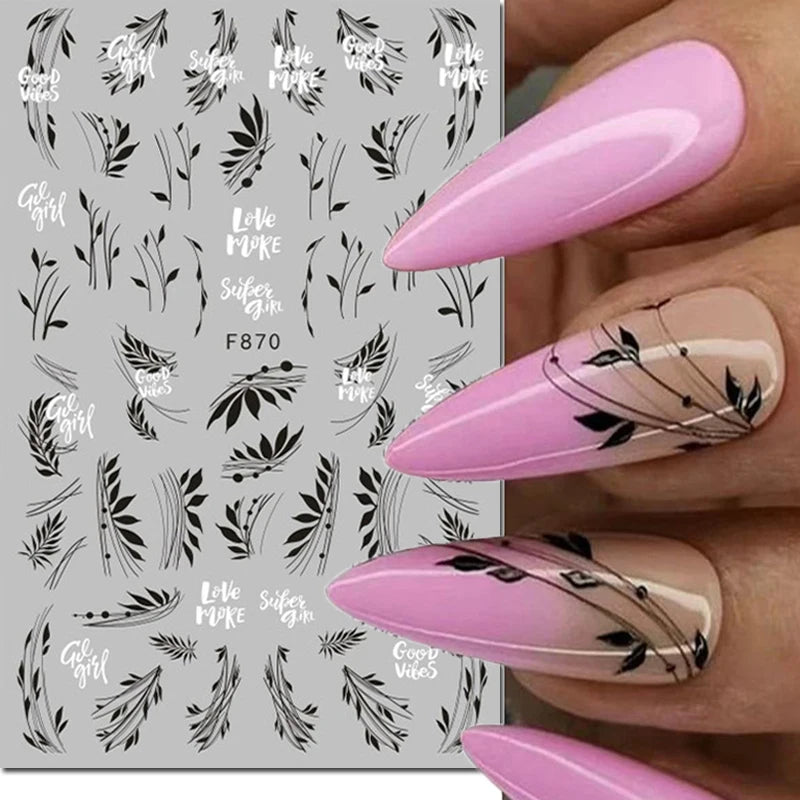 3d Nail Art Decals Spring Booming Violets Lavenders Purple Blue Pink Flowers Butterflys Stickers Decoration For Nail Tips Beauty