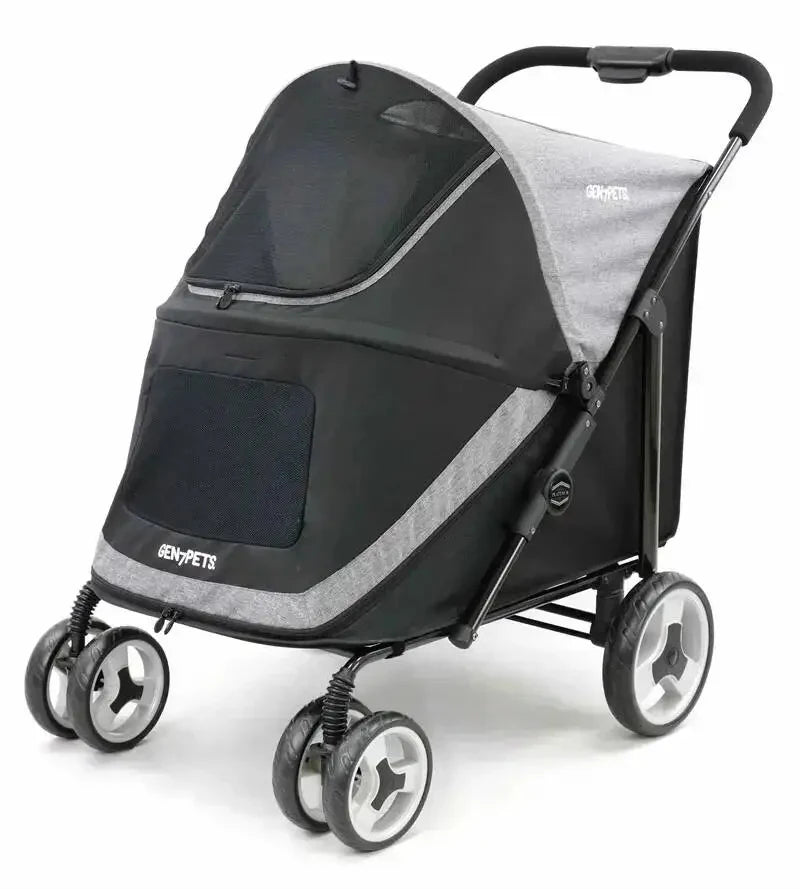 Portable Golden Retriever Large Dog Pet Stroller Cart Simple 4-wheel Foldable Large Capacity Stroller Outdoor Travel Pet Trolley