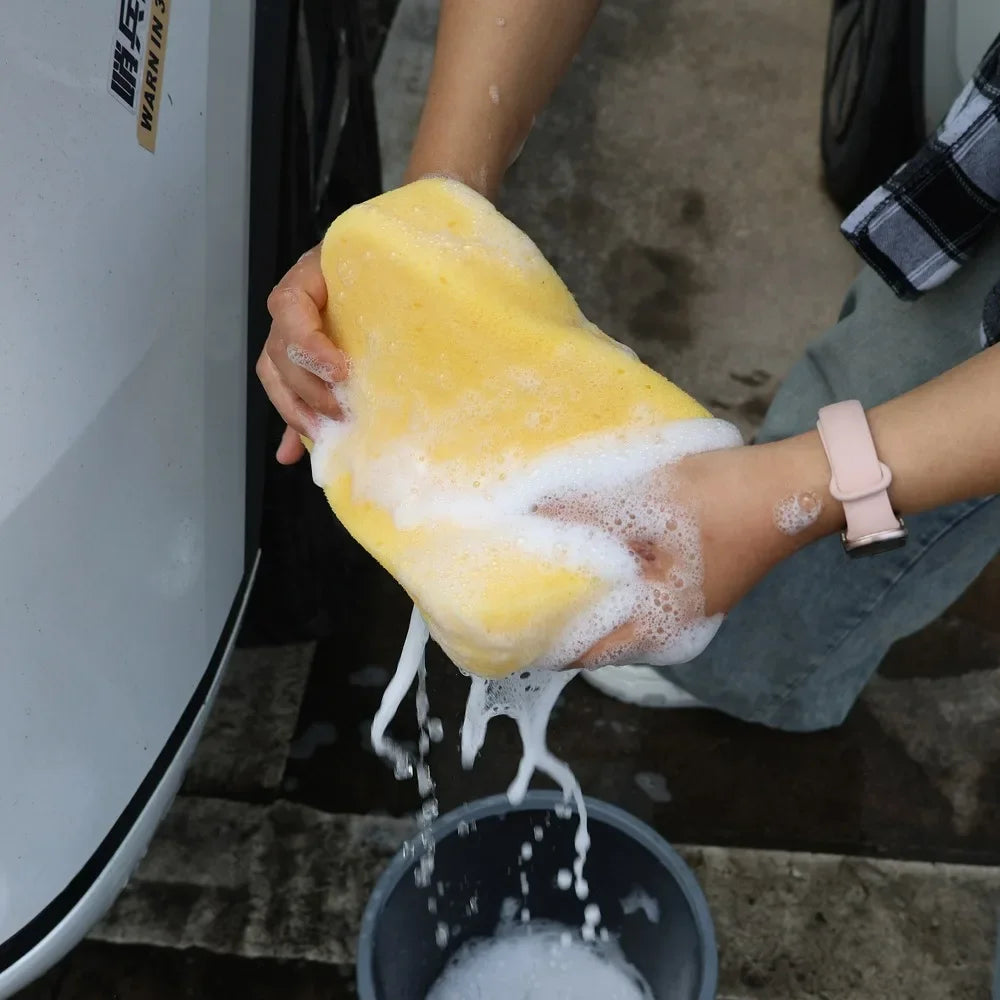 Large Car Wash Sponge Multi-Purpose High-Density Yellow Honeycomb Sponge Block for Automotive Detailing Waxing Seam Cleaning