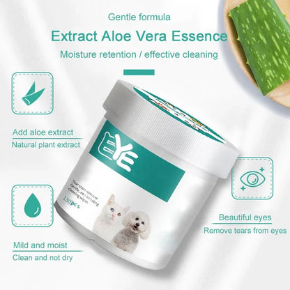 Pet Eye Wipes Cat and Dog Tearmark Wet Wipes Cat and Dog Universal No Irritation Cleaning Products 130 Pieces Wipes Pet Supplies