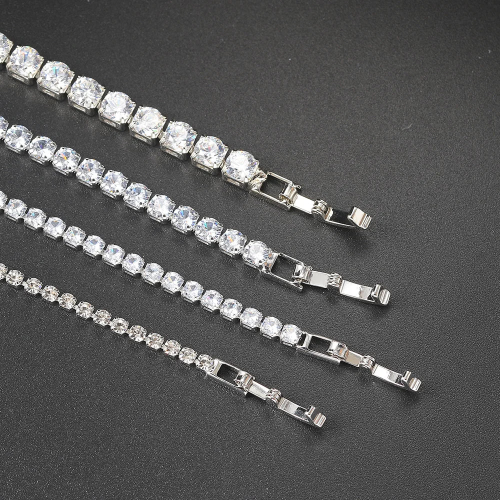 Hip Hop Iced Out 3/4/5mm Crystal Tennis Bracelet for Men Homme Trendy Punk Zirconia Men's Chain on The Hand Streetwear Jewelry