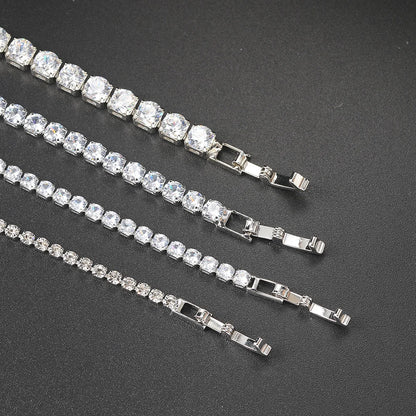 Hip Hop Iced Out 3/4/5mm Crystal Tennis Bracelet for Men Homme Trendy Punk Zirconia Men's Chain on The Hand Streetwear Jewelry