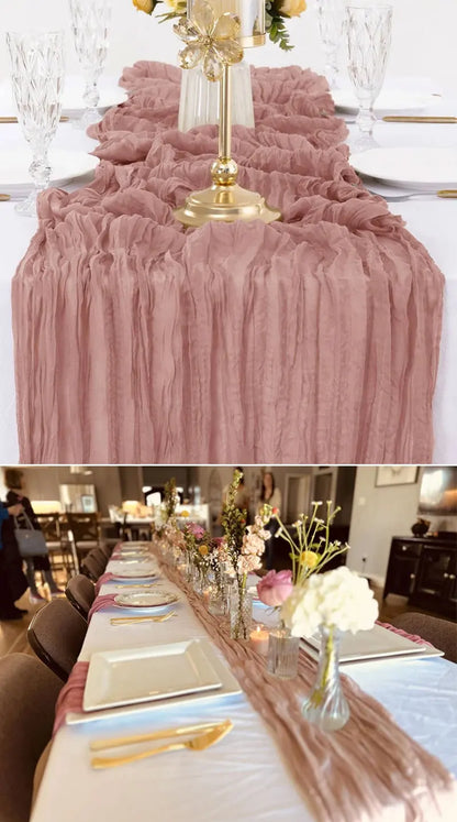 14 Colour Boho Gauze Sheer Cheese Cloth Gauze Table Runner Rustic Cloth Table Runner for Wedding Baby Birthday Party Decorations