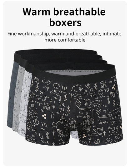 4/10piece Set Of European And American Men's Fashionable Printed Boxer Shorts Loose Oversized Elastic Waist Underwear Base Short