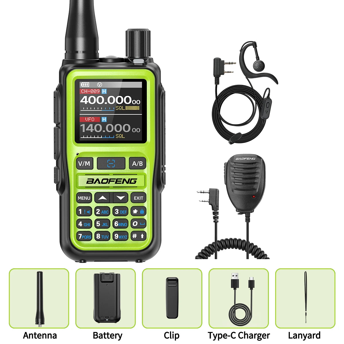 Baofeng UV-5R Mini Walkie Talkie Bluetooth Programming Wireless Copy Frequency Full Band 999CH AM FM Type-C Long Range Ham Radio
