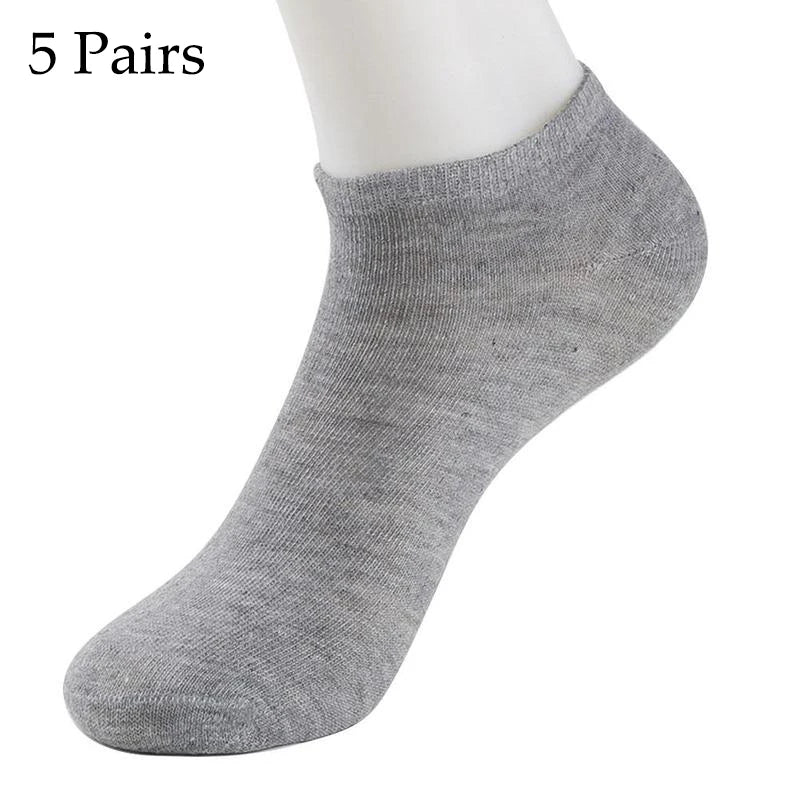 5/10 Pairs Low Cut Men Socks Solid Color Black White Breathable Cotton Socks Male Sport Businessmen Short Socks