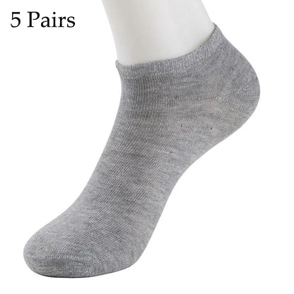 5/10 Pairs Low Cut Men Socks Solid Color Black White Breathable Cotton Socks Male Sport Businessmen Short Socks