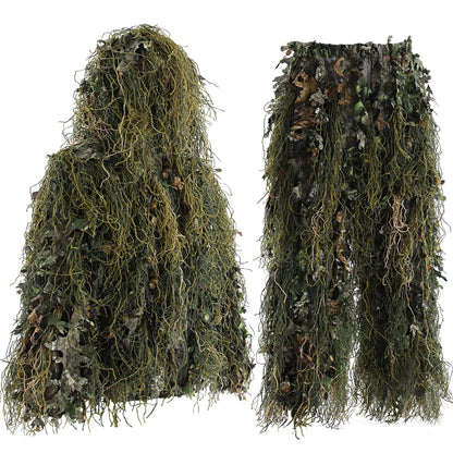 JOAXOR Ghillie Suit 3D Leafy Camo Hunting Suits, Woodland Gilly Suits Gillies Suits for Men, Leaf Camouflage Hunting Suits