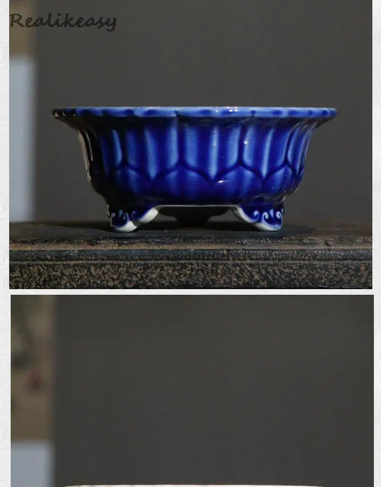 Chinese Style Purple Sand Flowerpot Home Desktop Ceramic Bonsai Pot Small Portable Handmade Succulent Glaze Flower Pots LC373