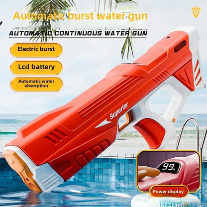 Electric Water Gun New Children Wholesale AutomaticWater Absorption Battery DisplayLarge Capacity Boys' Water PlayToyWaterGun