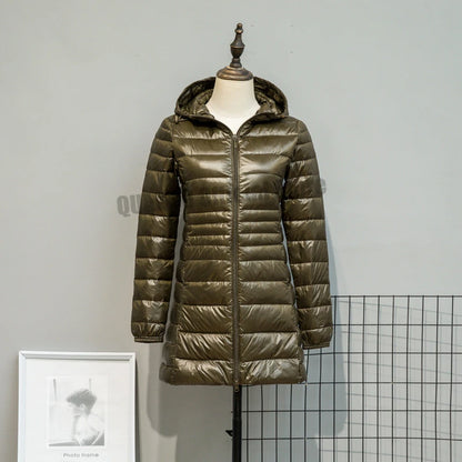 Women Spring/Autumn Ultra Lightweight Quilted Jacket 2023 New Woman Water and Wind-Resistant Big Size women Hoodies coat