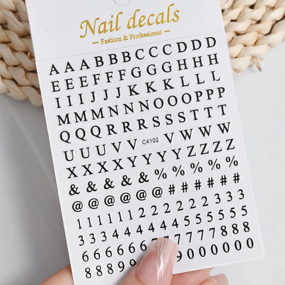 3D Glittery Gothic Letter Design Nail Art Stickers Uppercase Alphabet Letters Artistic Designs DIY Nail Art Decals Decoration #1
