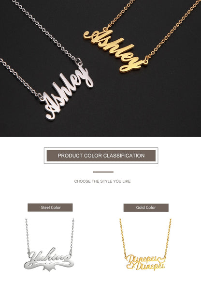 Custom Name Necklace for Women Men Stainless Steel Customized Personalized Arabic Name Choker Chain Jewelry Valentine's Day Gift