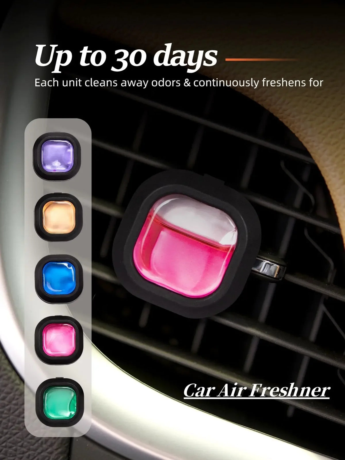 Long-Lasting Car Air Freshener Vent Clip Essential Oil Scented Odor Eliminator 0.14oz Alcohol-Free Fragrance for Fresh Car Smell