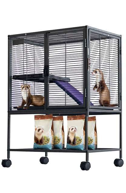 Metal Small Animal Cage, 36'' H Multi-Level Ferret Cage for Small Animals - Large Hamster Cage with Ramp, Storage Stand, Removable Tray for Chinchilla, Rabbit, Guinea Pigs, Hedgehog, Gerbil