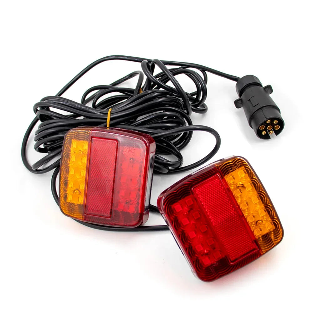 1Set 12V Universal 16 LED Rear Towing Trailer Tail Light 10m Cable 7 Pin Brake Stop License Number Plate Lamp Waterproof Lights