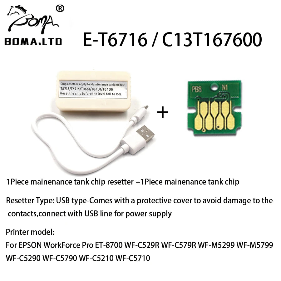 New T6716 Maintenance Tank Chip Resetter For EPSON WF-C5210 WF-C5790 WF-C5710 WF-M5299 WF-M5799 WF-5298 ET-8700 Waste Ink Tank