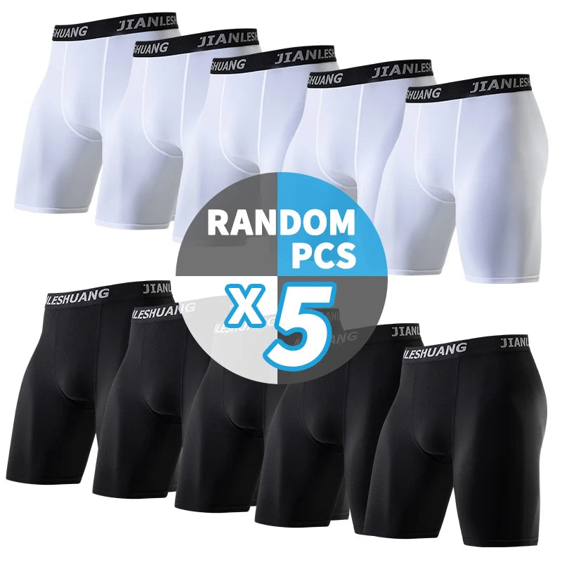 1/5 Pcs Men's Black And White Classic Cycling Long Underwear Multi-size Running Fitness Comprehensive Training Shorts Teenagers