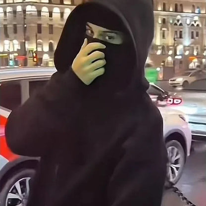 Men and Women Balaclava Y2K Gothic Harajuku Winter New Item Double Hooded Sweatshirt Men's Hooded Mask Zipper Sportswear