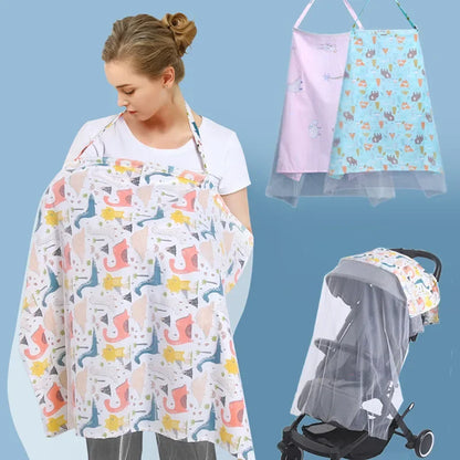 Multifunction Baby Breastfeeding Nursing Covers Towel Blanket Adjustable Privacy Apron Outdoors Cloth Mosquito Net  Stroller