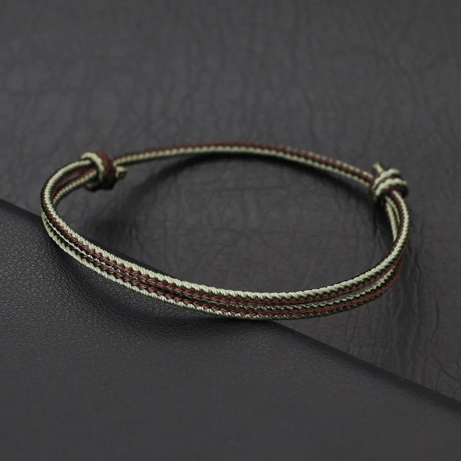 Minimalist Handwoven Rope Bracelet Unisex Sliding Adjustable 4 Styles Chroma 2mm Ethnic Cord Braclet Couple Casual Daily Jewelry