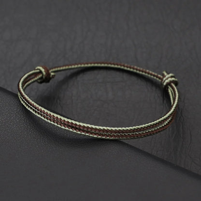 Minimalist Handwoven Rope Bracelet Unisex Sliding Adjustable 4 Styles Chroma 2mm Ethnic Cord Braclet Couple Casual Daily Jewelry