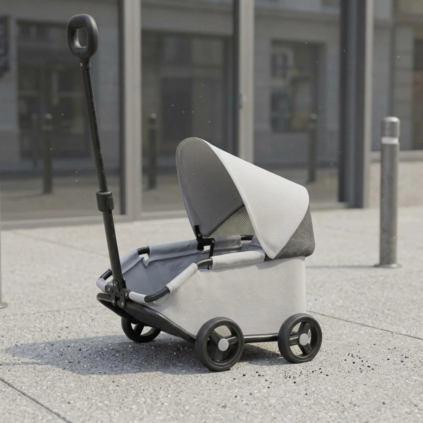 Foldable Pet Stroller Telescoping Handle Lightweight Pet Stroller Rolling Carrier Canopy Transport Body