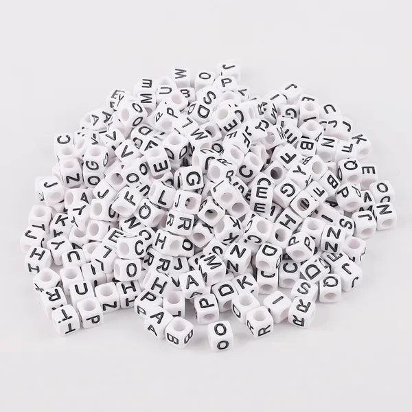 Hot! 100Pcs/Lot 6mm Mixed Many Kinds Acrylic Cube Square Number&Alphabet Letter Beads for Bracelet Necklace Jewelry Making DIY