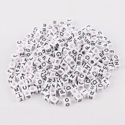 Hot! 100Pcs/Lot 6mm Mixed Many Kinds Acrylic Cube Square Number&Alphabet Letter Beads for Bracelet Necklace Jewelry Making DIY