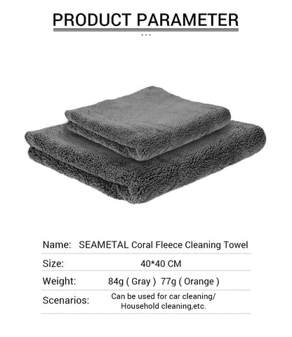 SEAMETAL 600GSM Microfiber Car Cleaning Towel 1/3/6/9pcs 40X40cm Thickened Car Wash Towels Auto Detailing Care Drying Cloth Rags