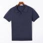 Spring and summer new 100% pure wool business casual knitting technology men's breathable soft lapel Polo short sleeve T-shirt.