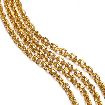 1meter Stainless Steel 18K Gold Plated Cross Chains for Diy Jewelry Making Bracelets Necklaces Accessories Supplies Wholesale