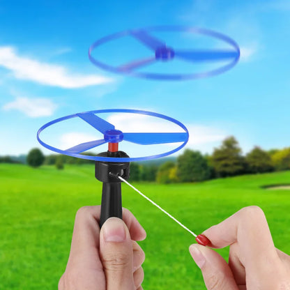 10pc Kids Outdoors Pull String Flying Disc Propeller Helicopter Toys Fun Game Sports Flying Spin Top Toys Children's Prizes