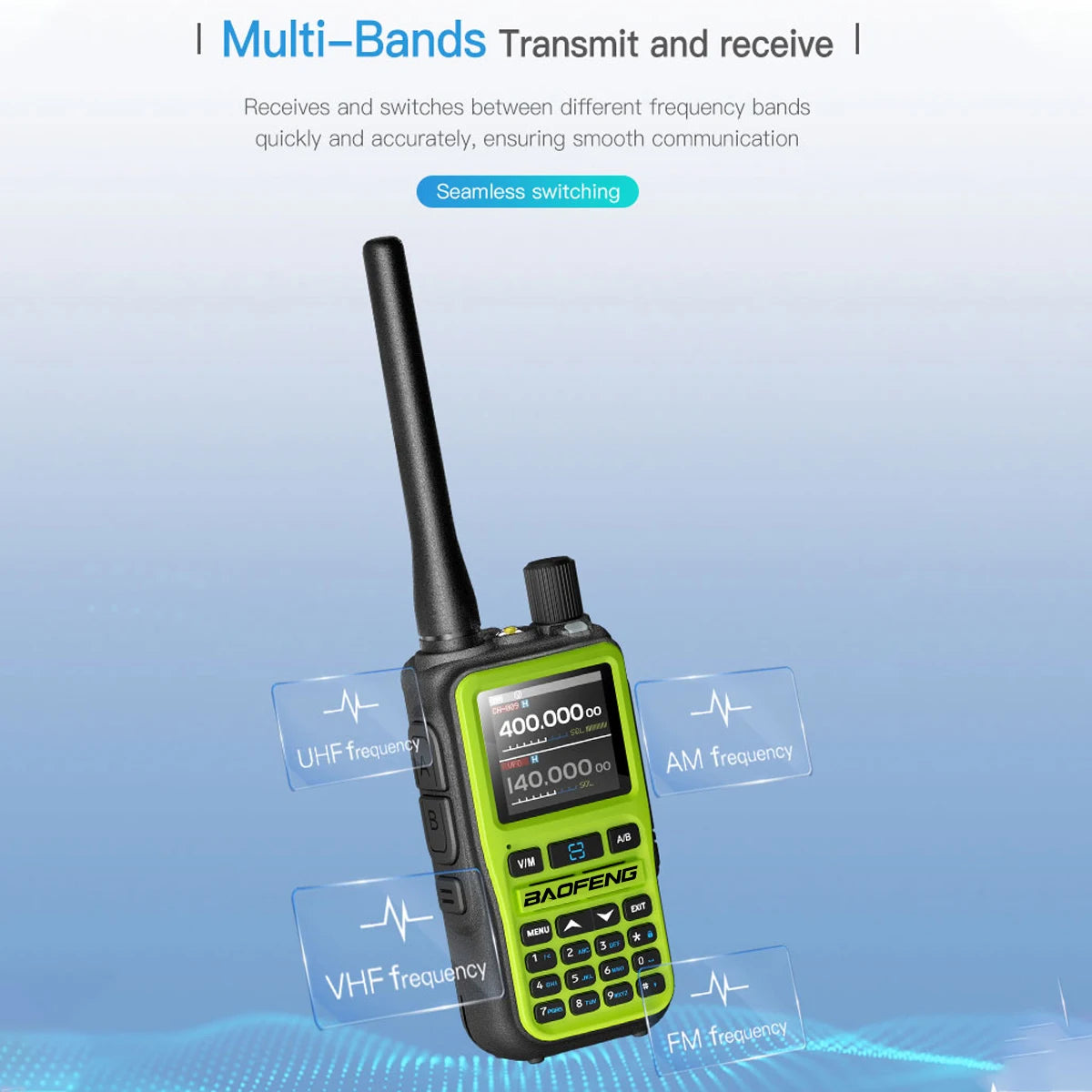 BAOFENG UV-5R Mini Walkie Talkie Full Band Bluetooth Programming Wireless Copy Frequency 999CH AM FM Type-C Long Range Ham Radio