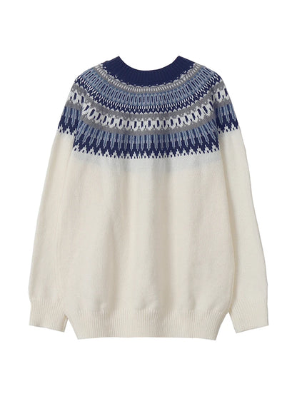 Plus Size  Pattern Knitted Sweater, Autumn and Winter Casual Long Sleeve Pullover Sweater, Women's Plus Size Clothing