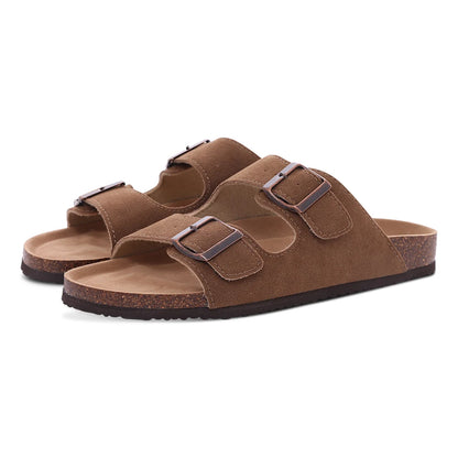 Shevalues New Fashion Cork Sandals Women Classic Cork Suede Footbed Slippers Female Summer Beach Sandals With Adjustable Buckle