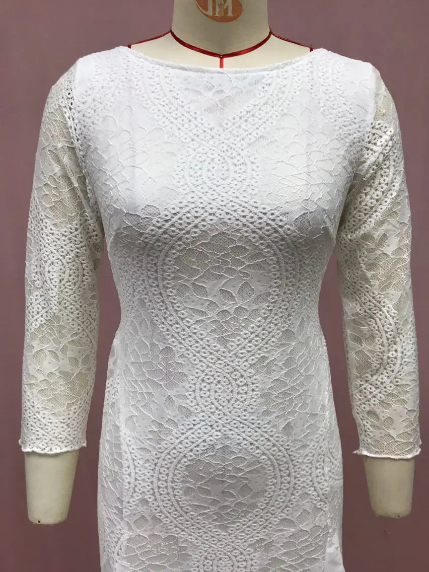 Foreign Style Evening Dress Woman's Sexy Lace Patchwork Backless Wedding Dresses Ladies Elegant Long Sleeves Party Prom Vestidos