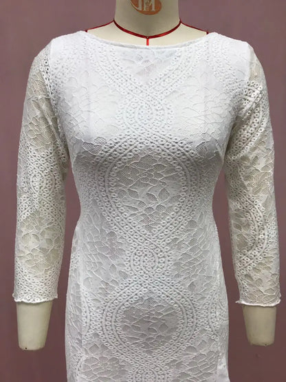 Foreign Style Evening Dress Woman's Sexy Lace Patchwork Backless Wedding Dresses Ladies Elegant Long Sleeves Party Prom Vestidos