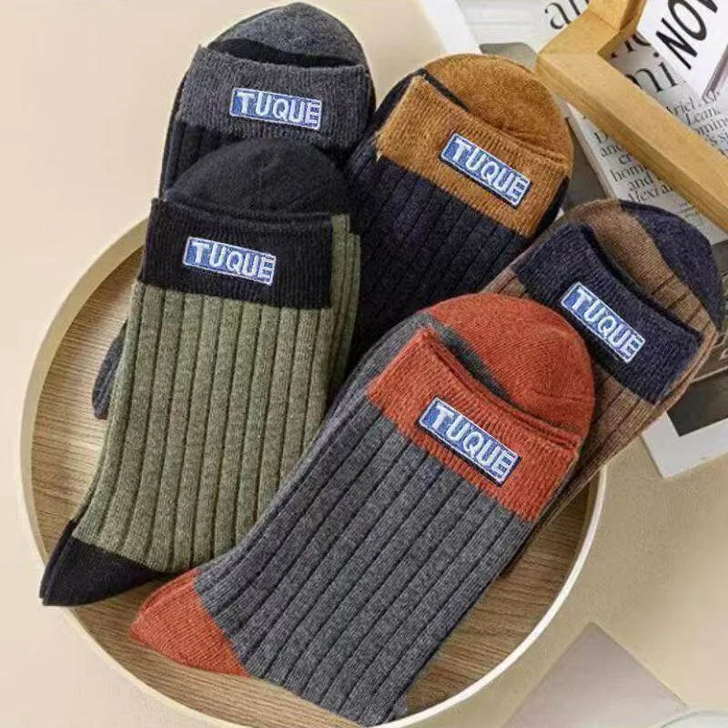 5‑Pairs Unisex Men's Trendy Color Block Crew Socks Breathable Comfy Casual For All Seasons Outdoor Wearing