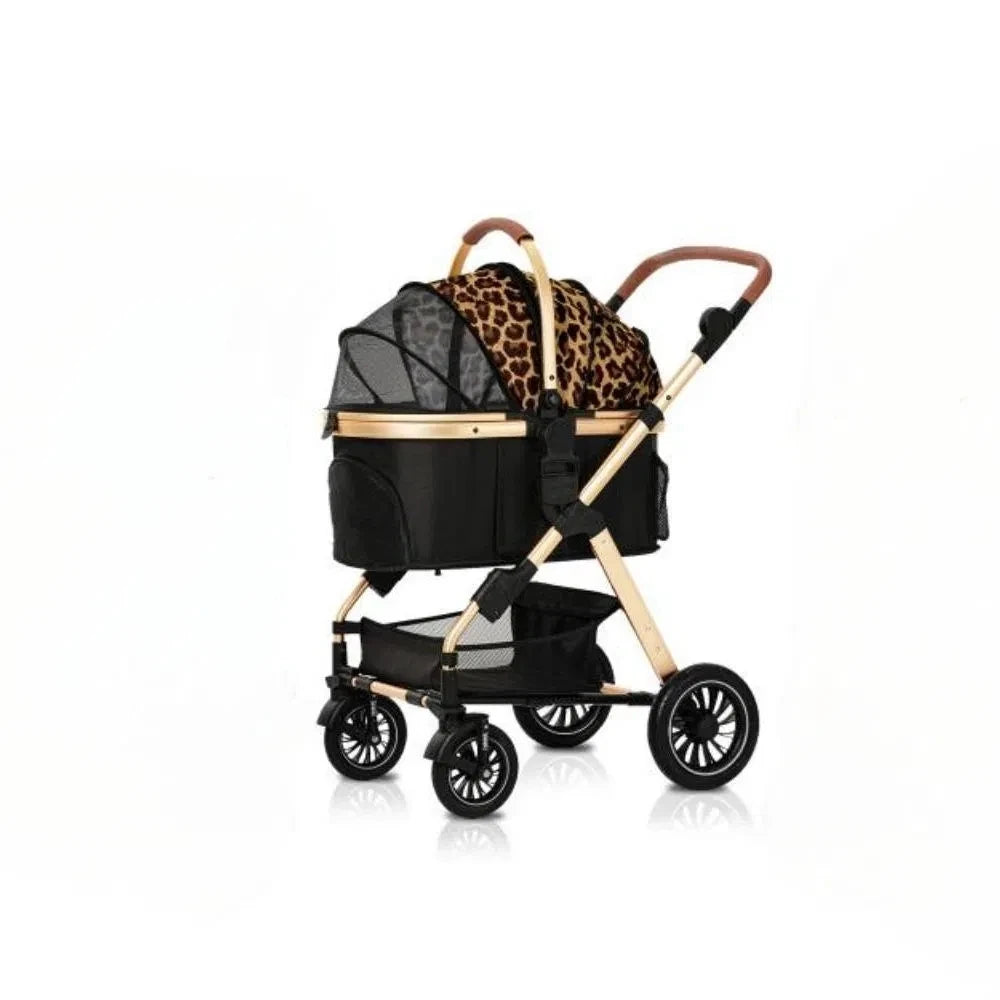 Luxury 3-in-1 Aluminum Alloy Foldable Pet Stroller Customized Dog Travel Carrier with Trolley Bag