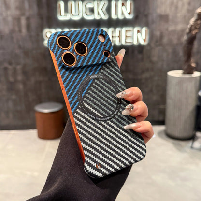 17 ProMax for Magsafe Carbon Fiber Frameless Case For iPhone 16 15 14 13 12 Pro Max Plus 17Air Magnetic Slim Color Blocked Cover