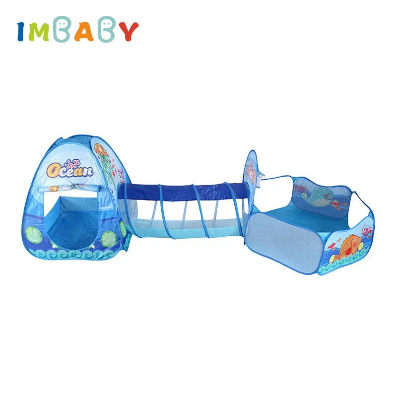IMBABY 3 in 1 Ball Pool Folding Tent Tunnel for Children Ball Pit Playpen Crawling Tunnel Playground Corral Demgames Games Fence