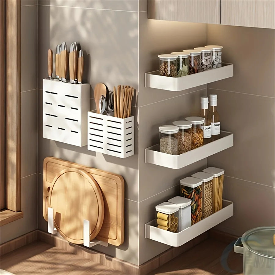30-50Cm Kitchen Seasonings Rack Pepper Wall-Mounted Hook Cabinet Storage Spatula Tool Storage Kitchen Accessories