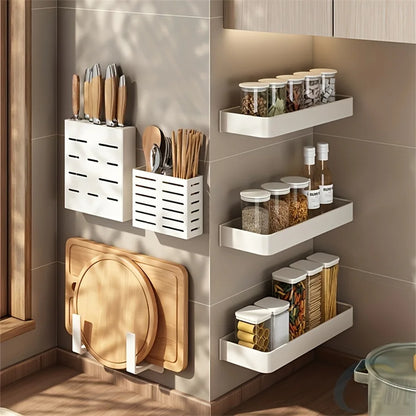 30-50Cm Kitchen Seasonings Rack Pepper Wall-Mounted Hook Cabinet Storage Spatula Tool Storage Kitchen Accessories