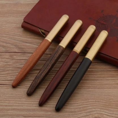 High Quality Copper WOOD RollerBall Pen brass Ebony spinning Red gold BALL POINT PEN Stationery Office school supplies Writing